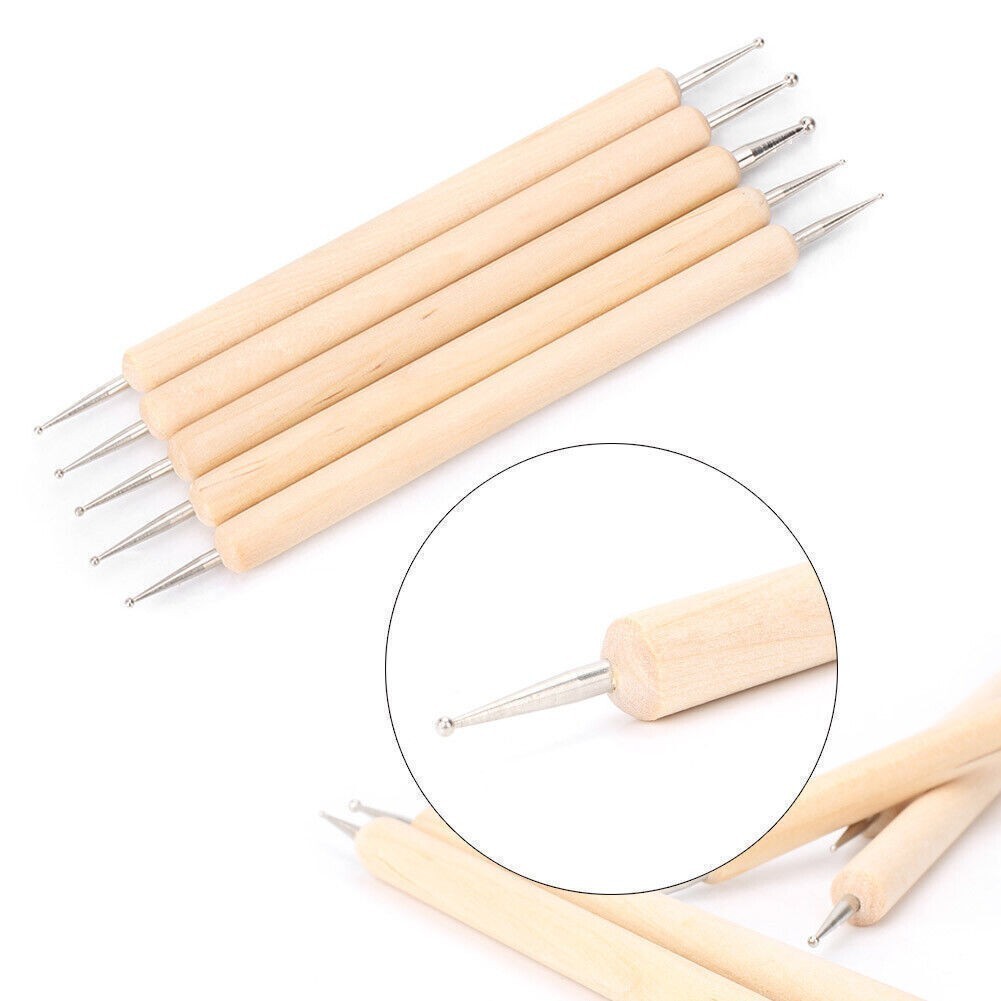 5 pcs DIY Leather PMC Craft Modelling Splicing Embossing Spoon Carving Tool Kit