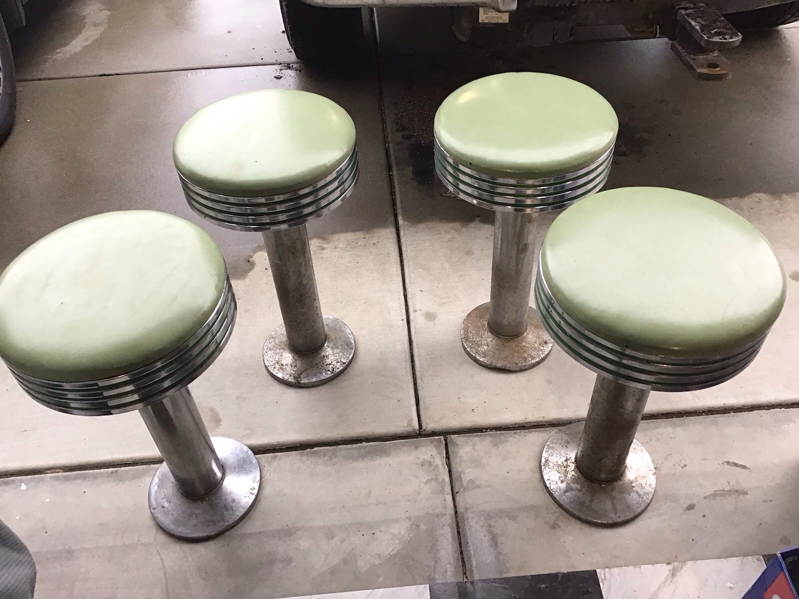 Vintage Chrome Original Soda Fountain Swivel Bar Stools Qty 4