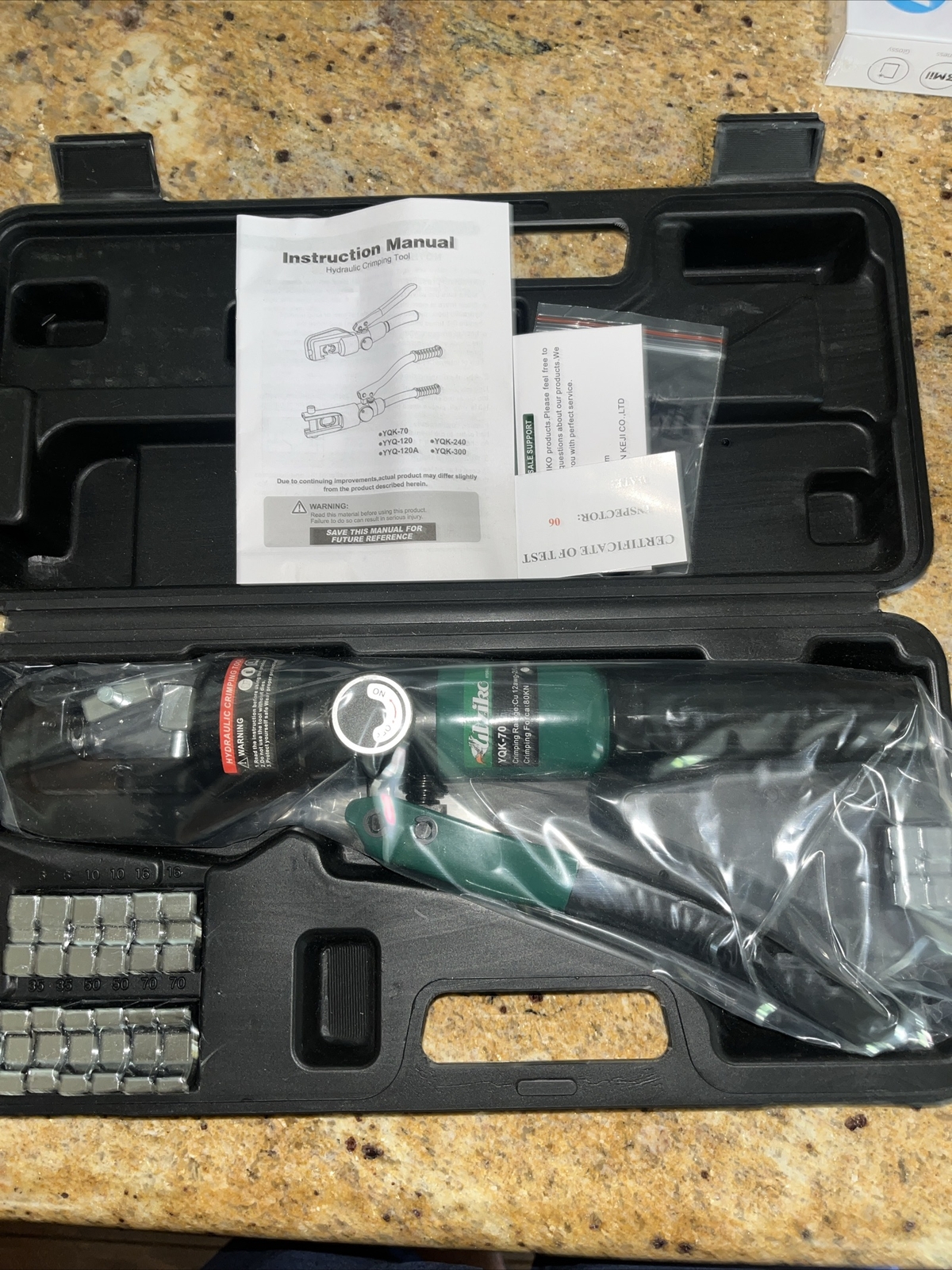 Utziko Hydraulic Cable Lug Crimper 10 US TON 12 AWG to 00 NEW