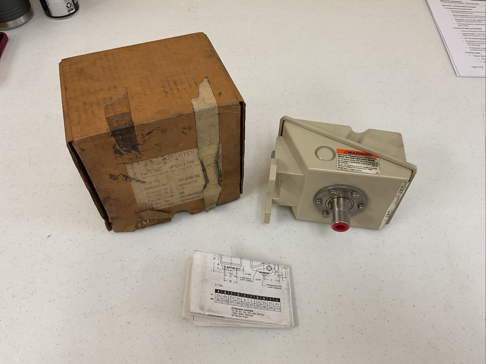 NEW ASHCROFT LPDN4GGB06 XFS PRESSURE SWITCH, FREE SHIPPING