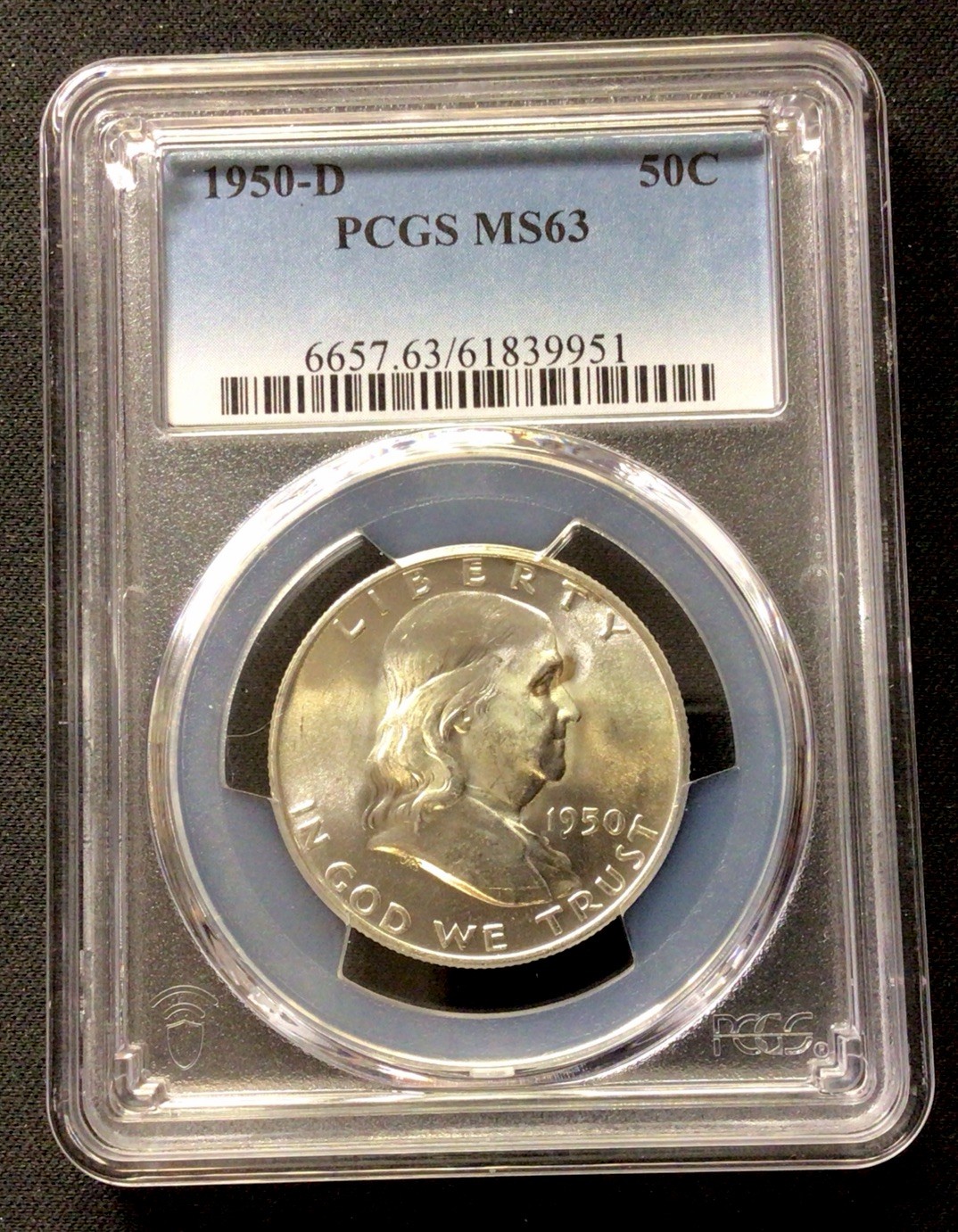 1950 D Franklin Silver Half Dollar! PCGS MS 63! ENN Coins