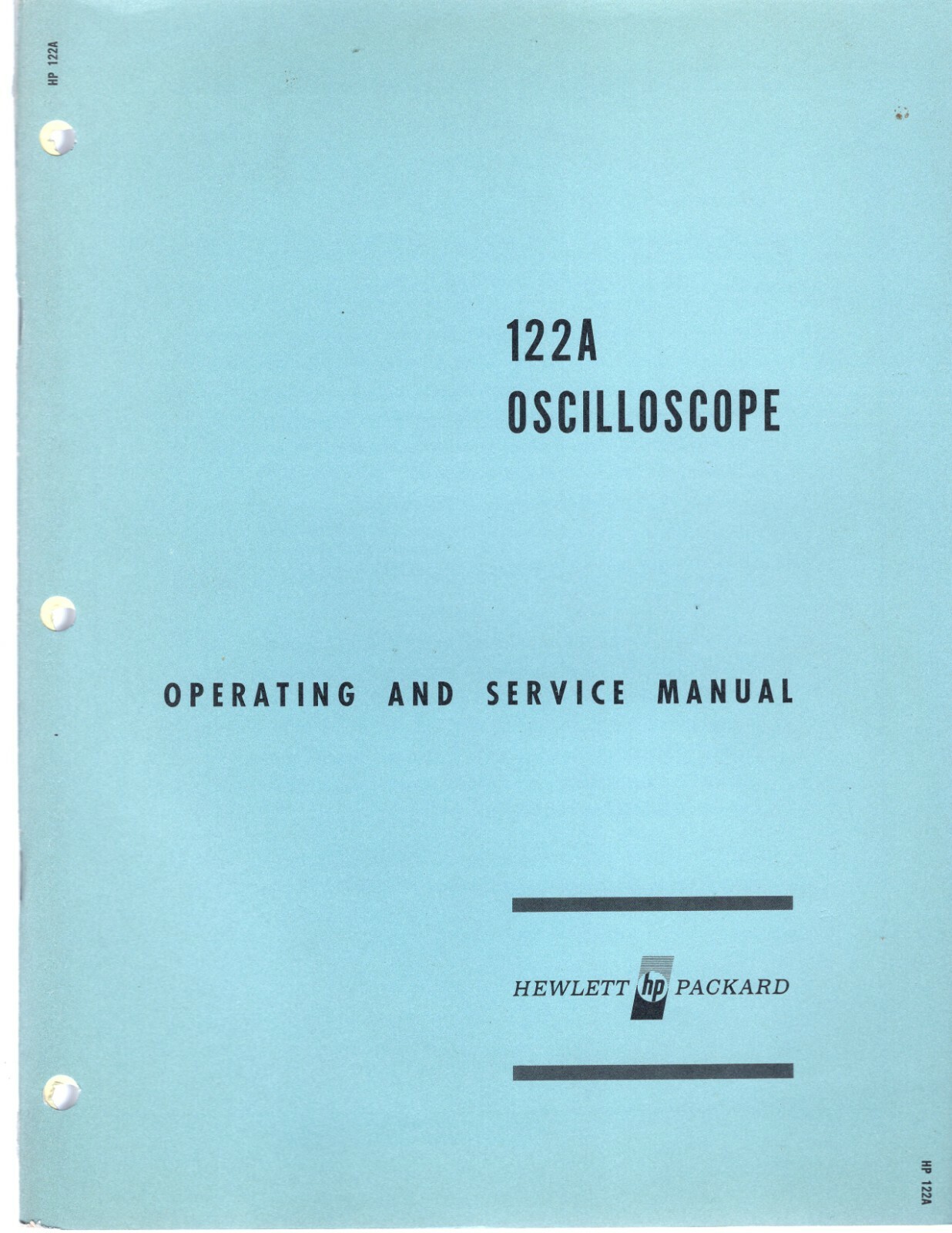 Original Hewlett Packard 122A/AR Oscilloscope Operating & Service Manual 00081-2