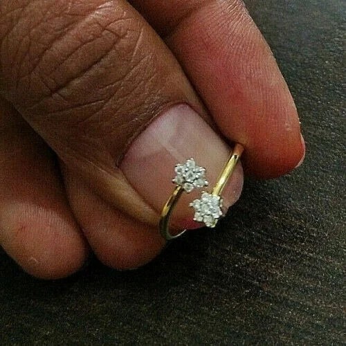 0.20 Ct Round Cut Diamond Women's Floral Toe Ring 14K Yellow Gold Plated