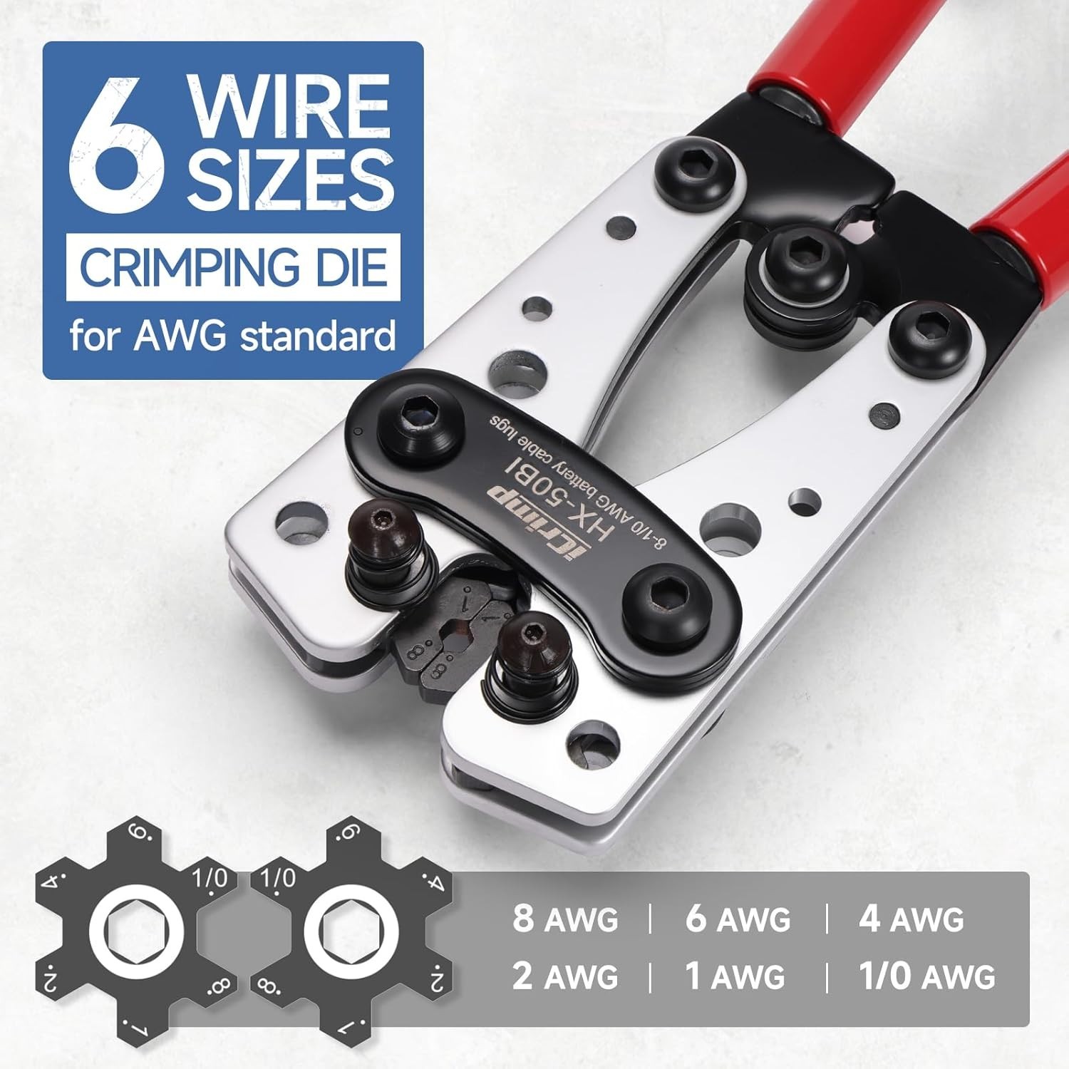 Durable Cable Lug Crimper with Precise Hexagonal Dies for Strong Connections