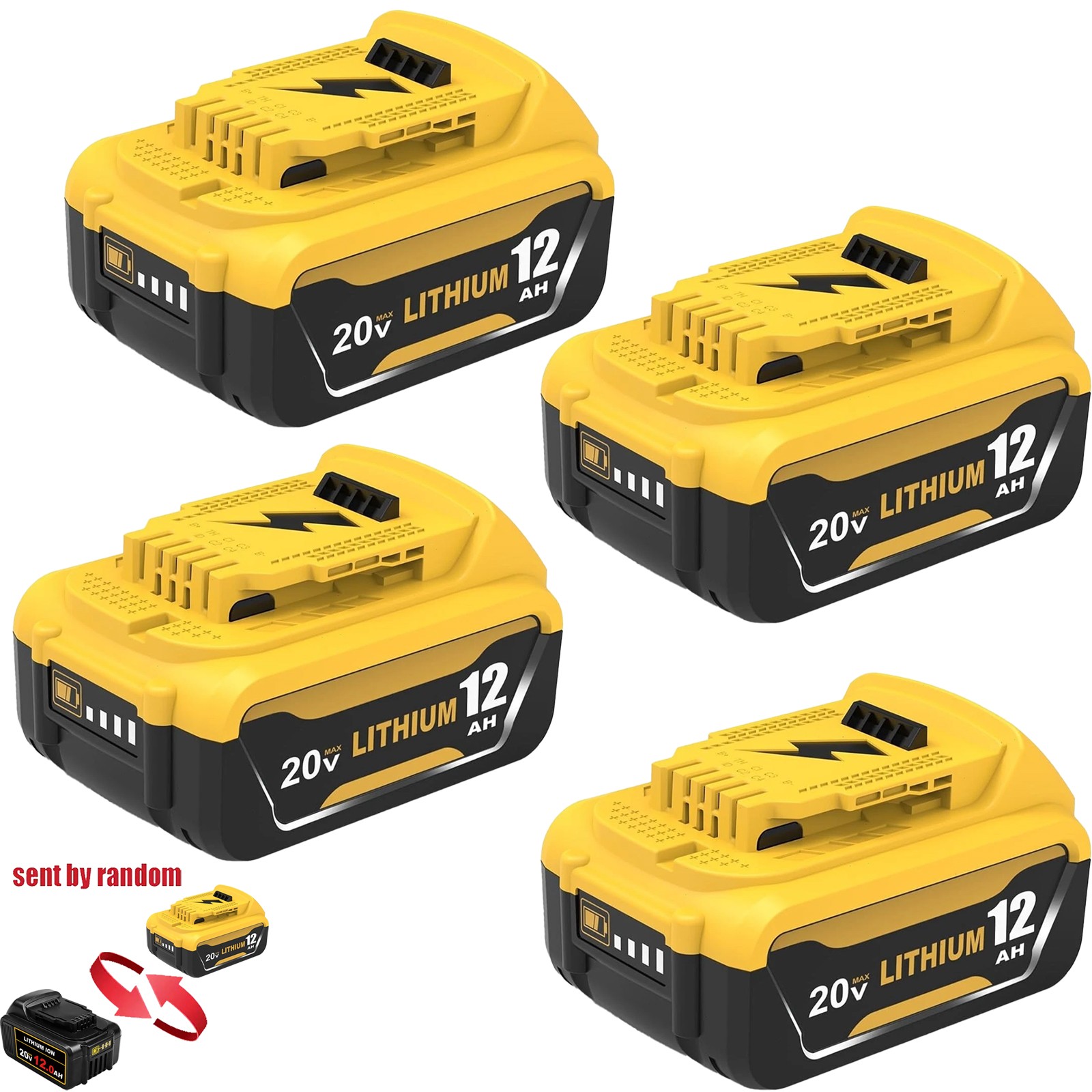 1/4x Battery For DeWalt 20V 20 Volt Max 12.0AH Lithium Ion DCB200 DCB205 DCB206