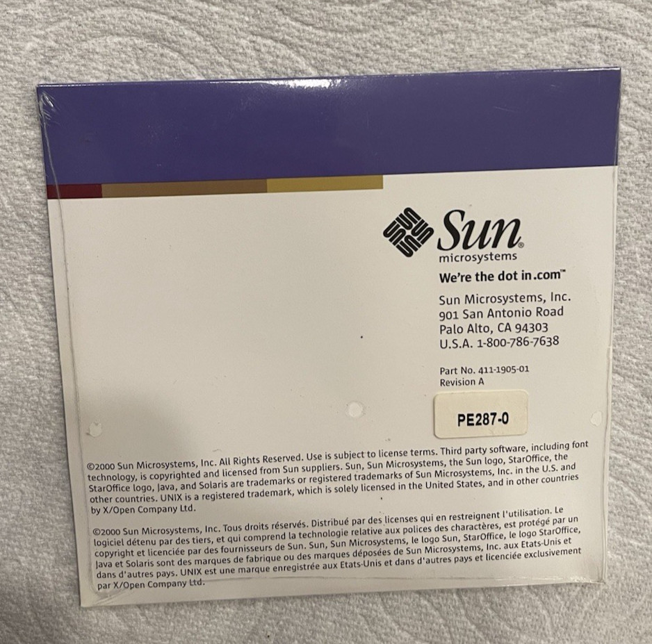 2000 Vintage Sun Microsystems StarOffice 5.2, Support Multi-Platform NEW Sealed