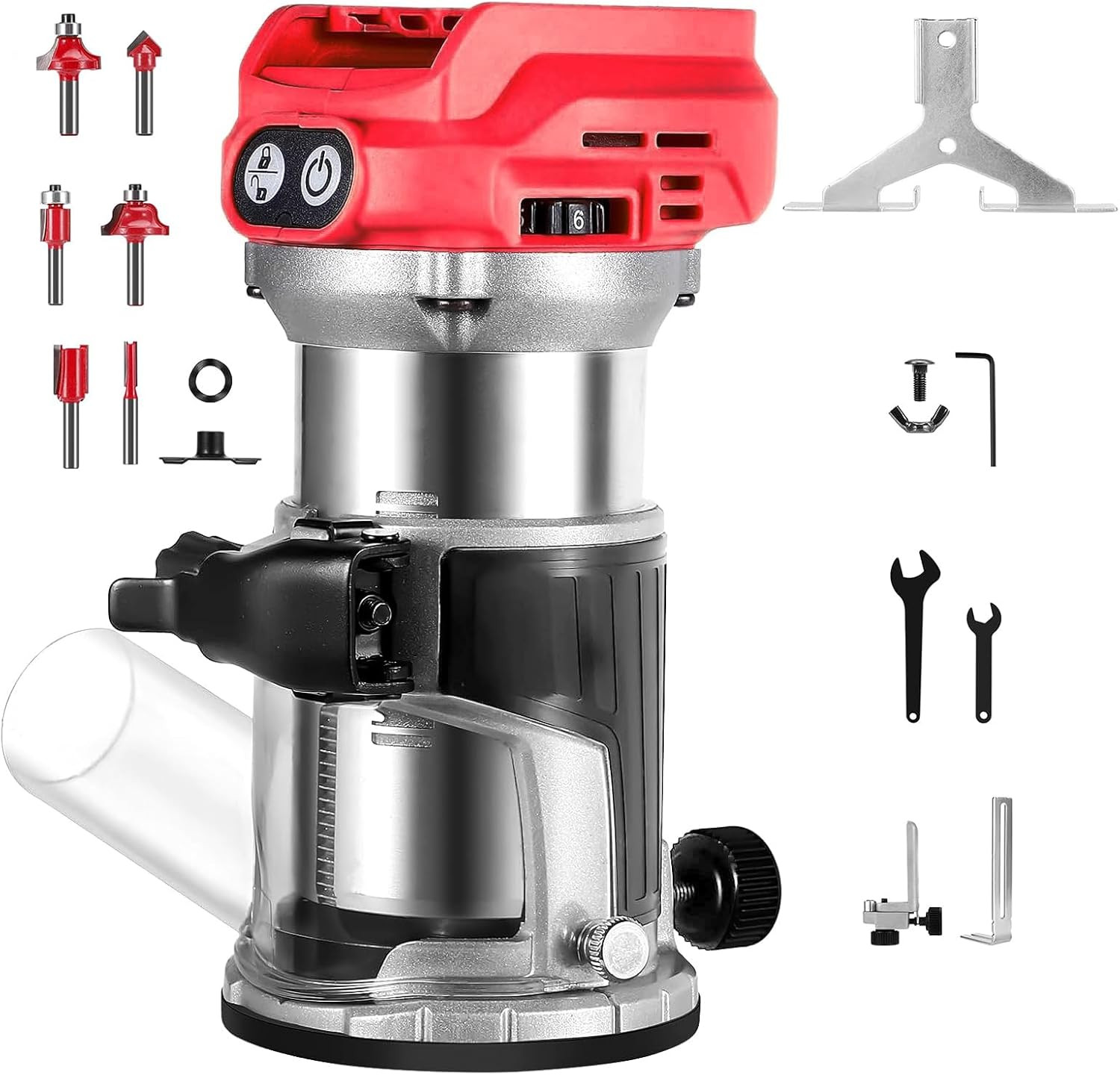Cordless Compact Router Compatible with Milwaukee Battery,6 Speeds 800W 30,000 R