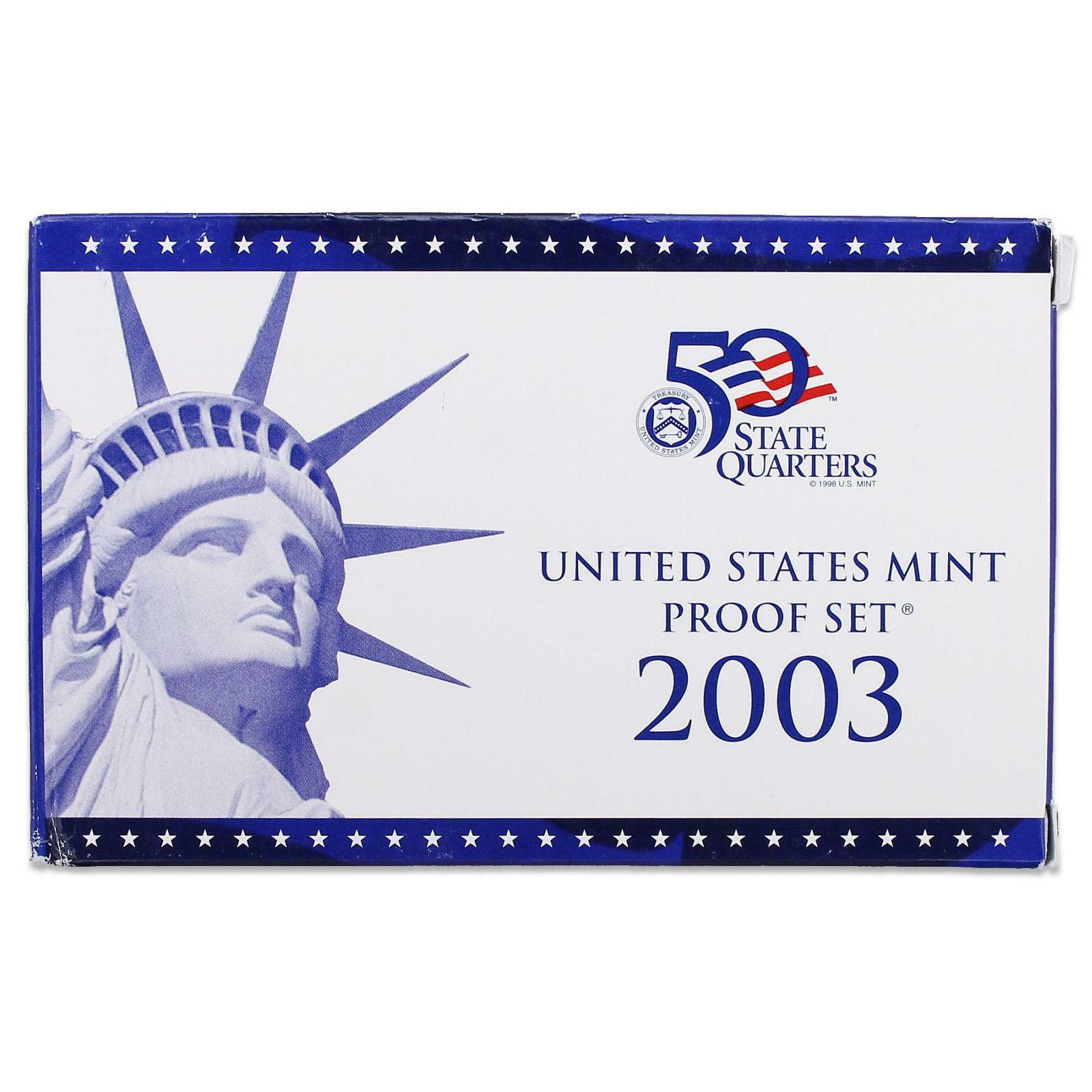 2003 S Proof Set Original Box & COA 10 Coins CN-Clad