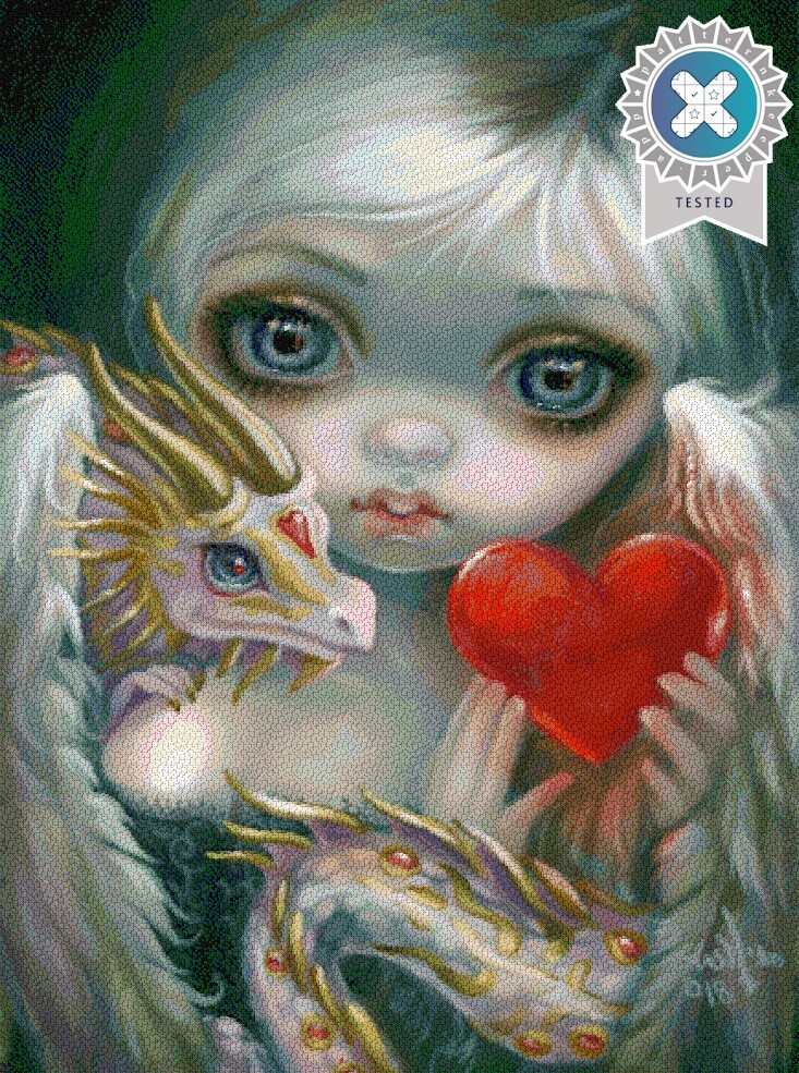 Jasmine Becket Griffith Dragonling Valentine Cross Stitch Chart & Pattern Keeper