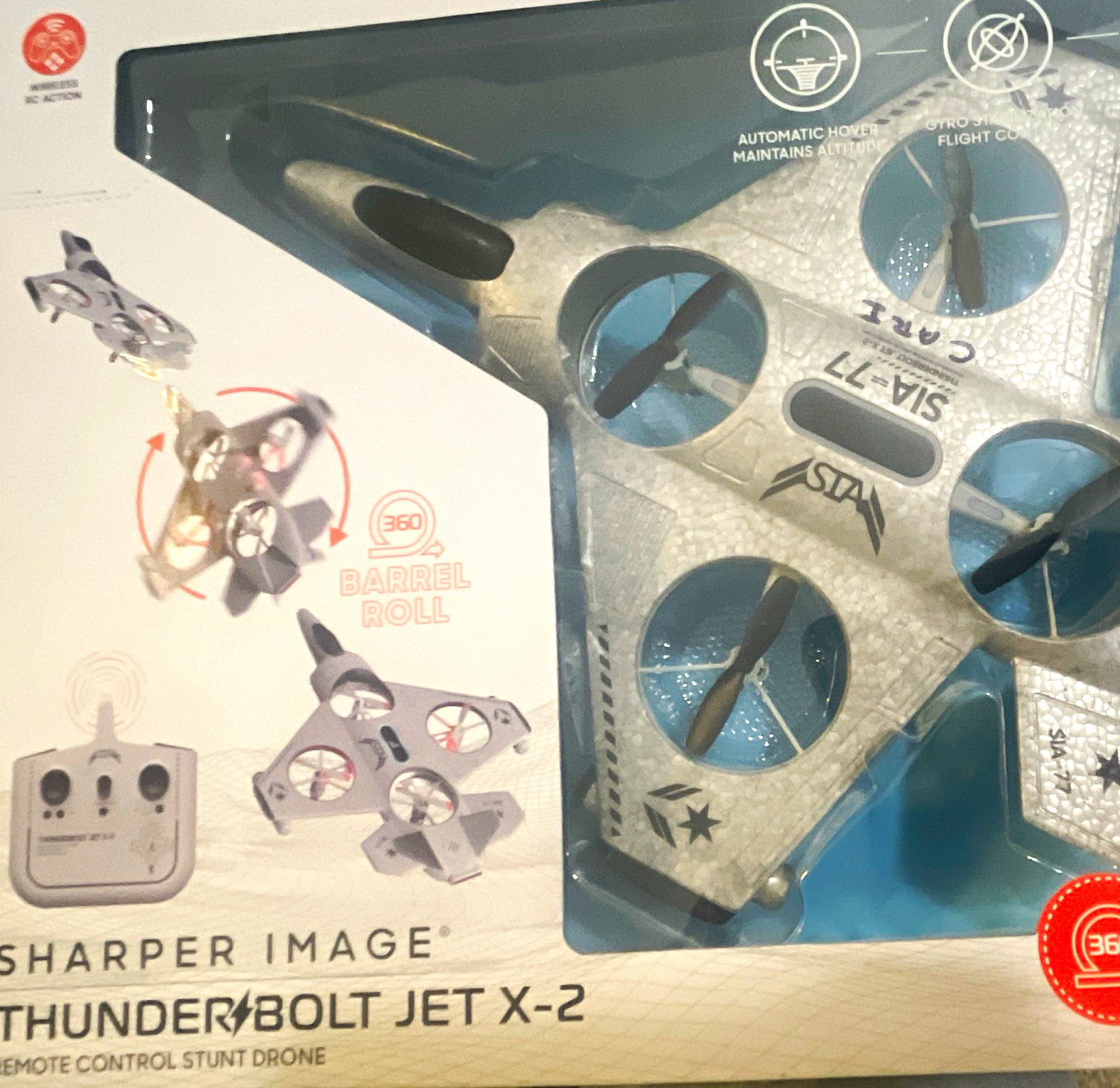 Sharper Image Thunderbolt Jet X-2 Quadcopter 360° Stunts Auto Hover SIA-77