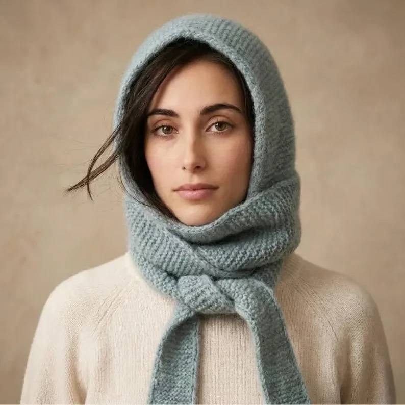 Sophie Hood Knitting Instructions DIY Hooded Scarf PDF Easy Garter Stitch Knitti