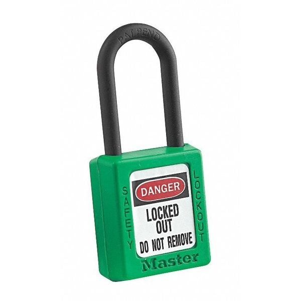 Master Lock 406Blk Lockout Padlock, Keyed Different, Thermoplastic, Black, 1