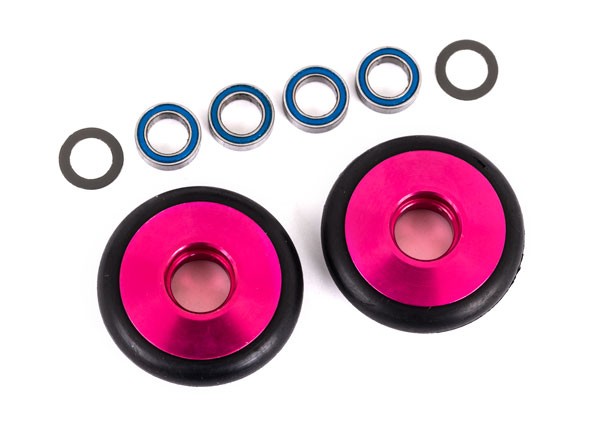 Traxxas 1/10 Rustler 2WD XL5 HD * Aluminum Wheelie Bar Wheels w/ Bearings & O-Ri