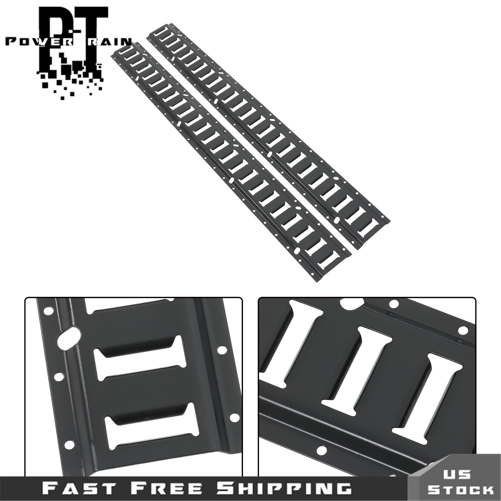 6 Pack 4' E Track Tie Down Rail Galvanized Steel Rail Powder-Coat Black
