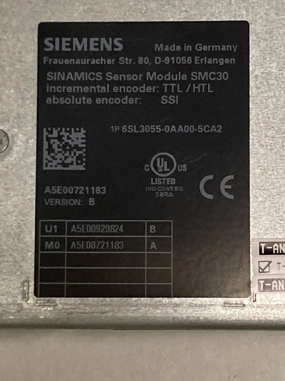 Siemens SINAMICS,SMC30,Incremental/Absolute Sensor Module 6SL3055-0AA00-5CA2