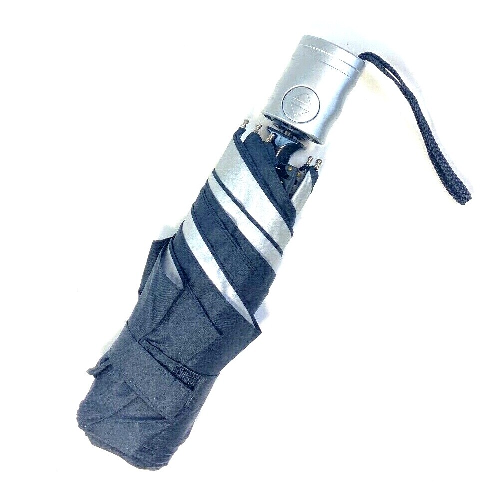 Shaper Image Compact Flat Travel Umbrella Auto Open Close UV Lining