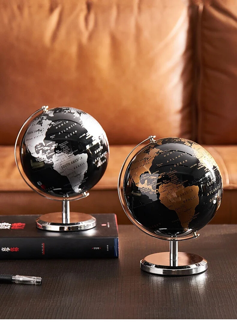 15cm Metal Base Rotating World Globe w/ Stand, for Classroom Geography Education