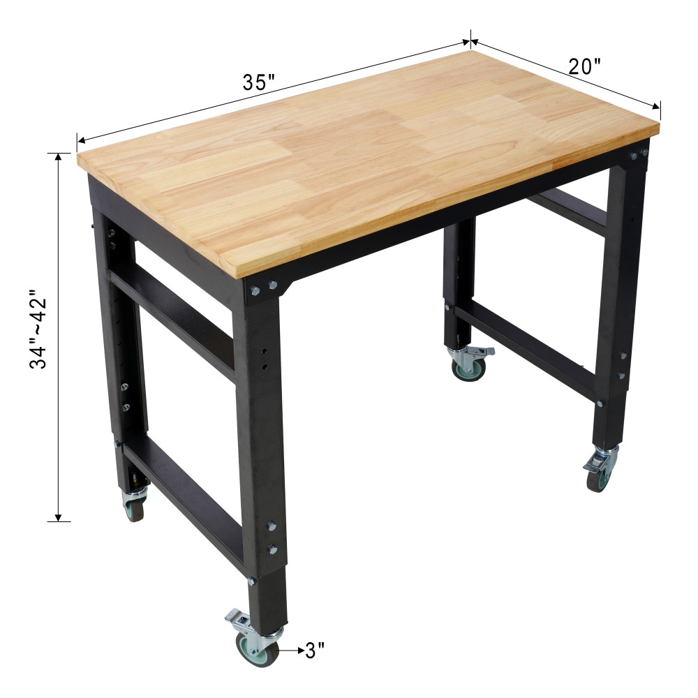 Workbench - Wide Rolling Workbenches for Garage - Adjustable Workshop Tool Bench