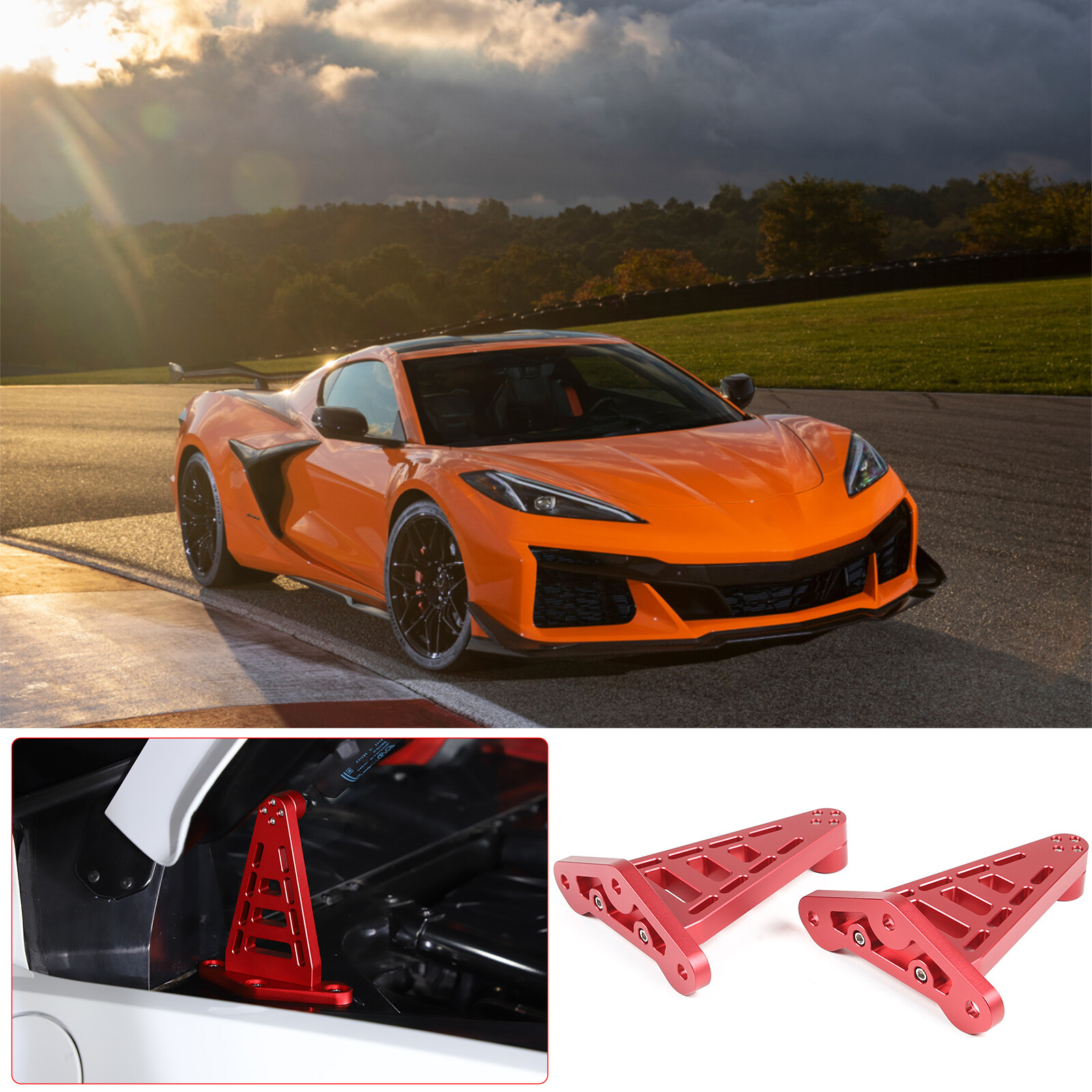 Replacement Red RaceLite Rear Hatch Support Brackets For Corvette C8 2020-26 US