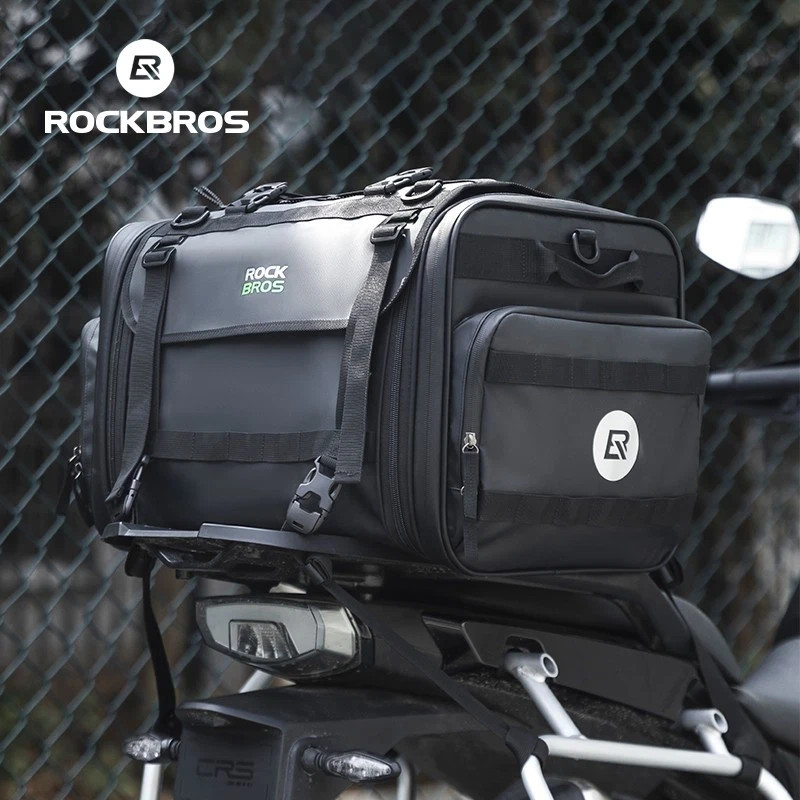 ROCKBROS Motorcycle Tail Bag 50L Expandable Dual Use Rear Seat Bag w/Rain Cover