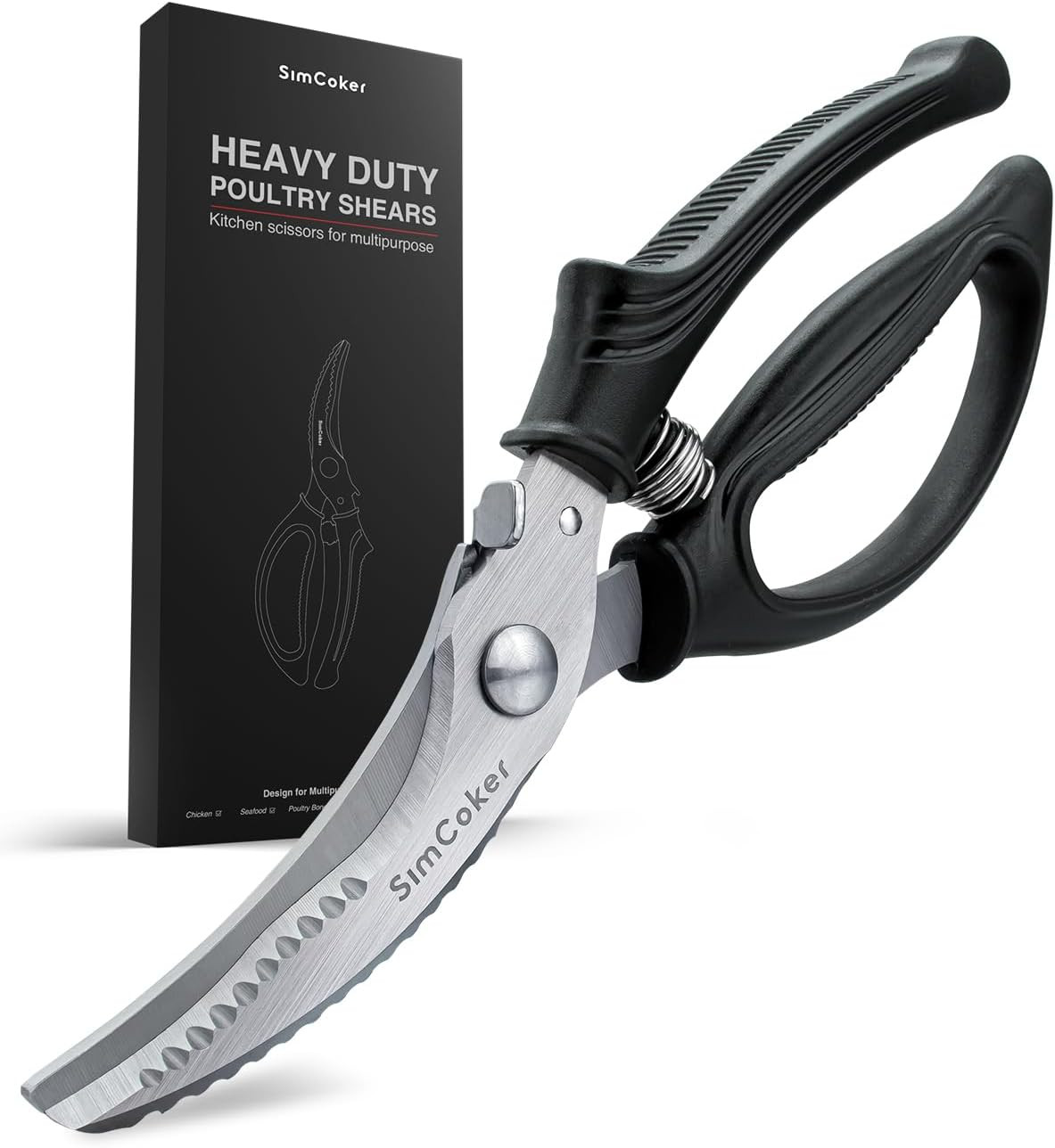 Heavy Duty Poultry Shears Stainless Steel Kitchen Scissors Spring Loaded