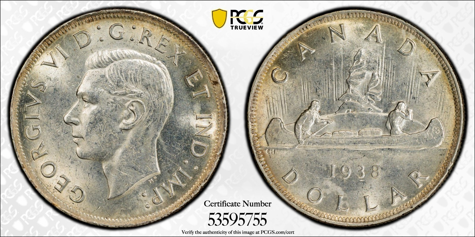 1938 Canada George VI Dollar PCGS MS 62