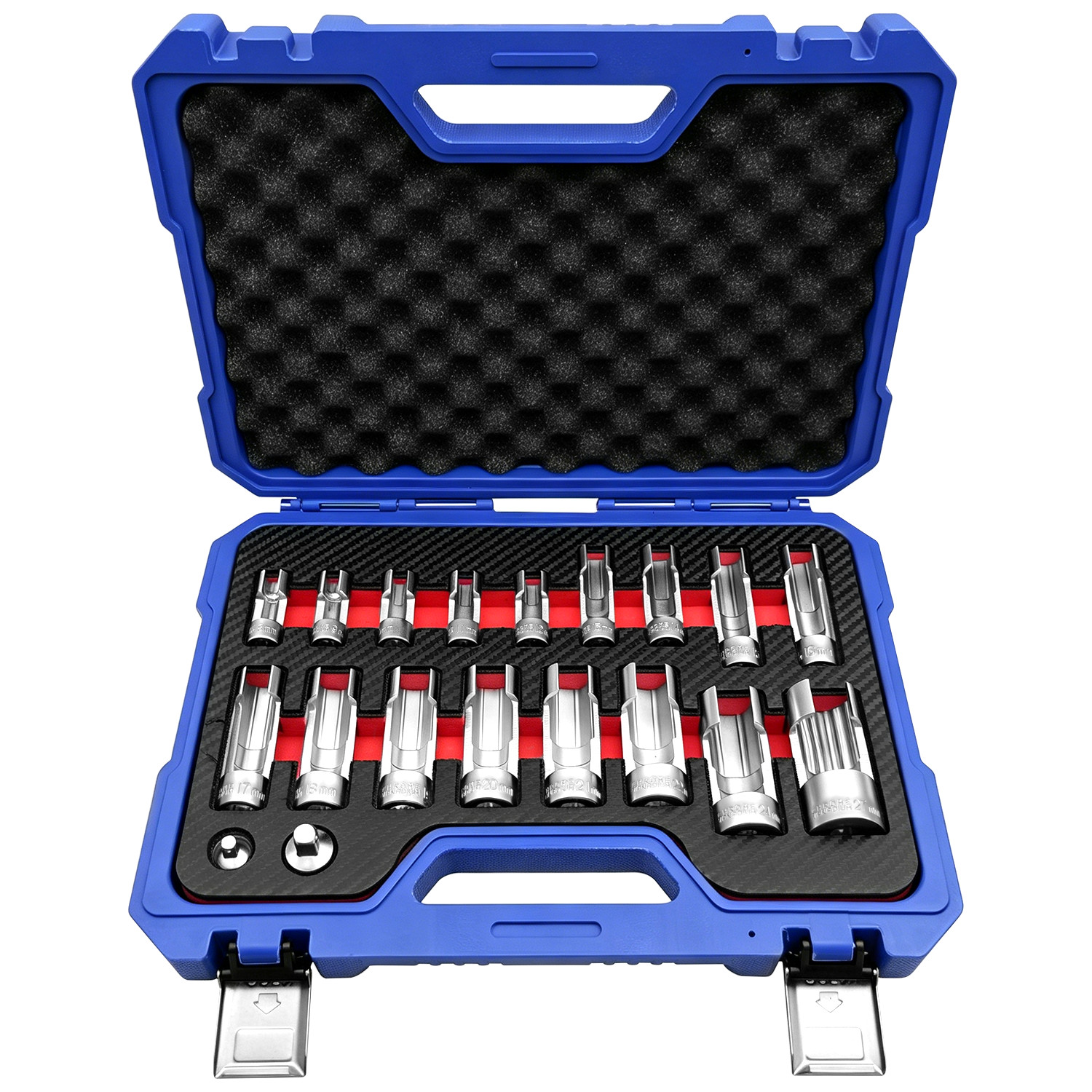 19PCS Diesel Injector Fuel Line Socket Set - Metric 8-27mm Flare Nut Socket Set