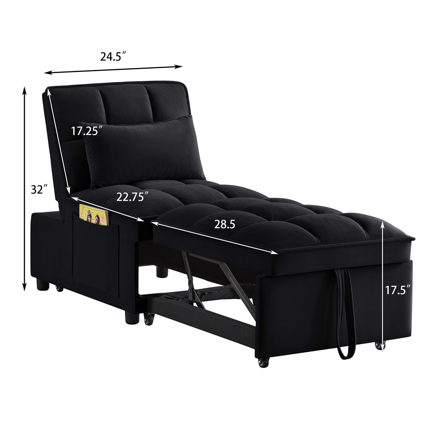 Convertible Sofa Bed 4 in 1 Multi-Functional Folding Recliner Sleeper Sofa Chair