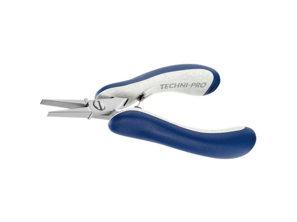 Techni-Pro 758PL6014E - Pliers, Flat Long Nose, Serrated, ESD, Infinity Elite