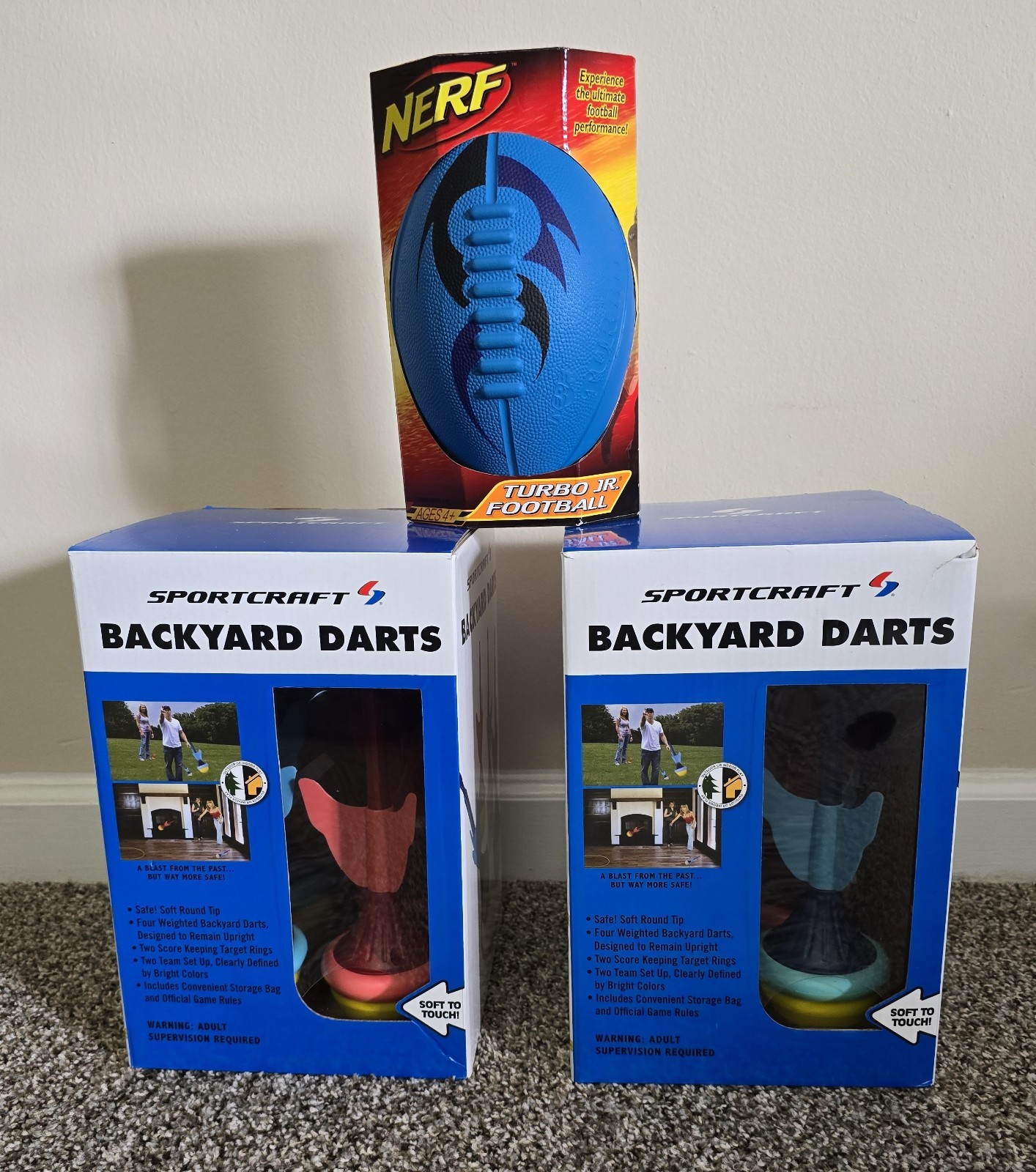 2012 Sportcraft Backyard Darts (2 sets) & Nerf Turbo Jr Youth Foam Football