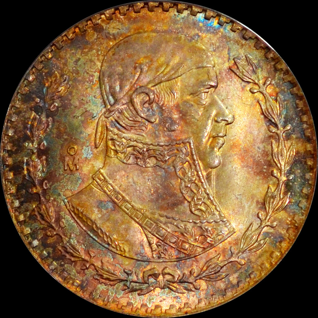 ANACS MS66 1963 Mo Mexico 1 Silver Peso,  nice toning both sides