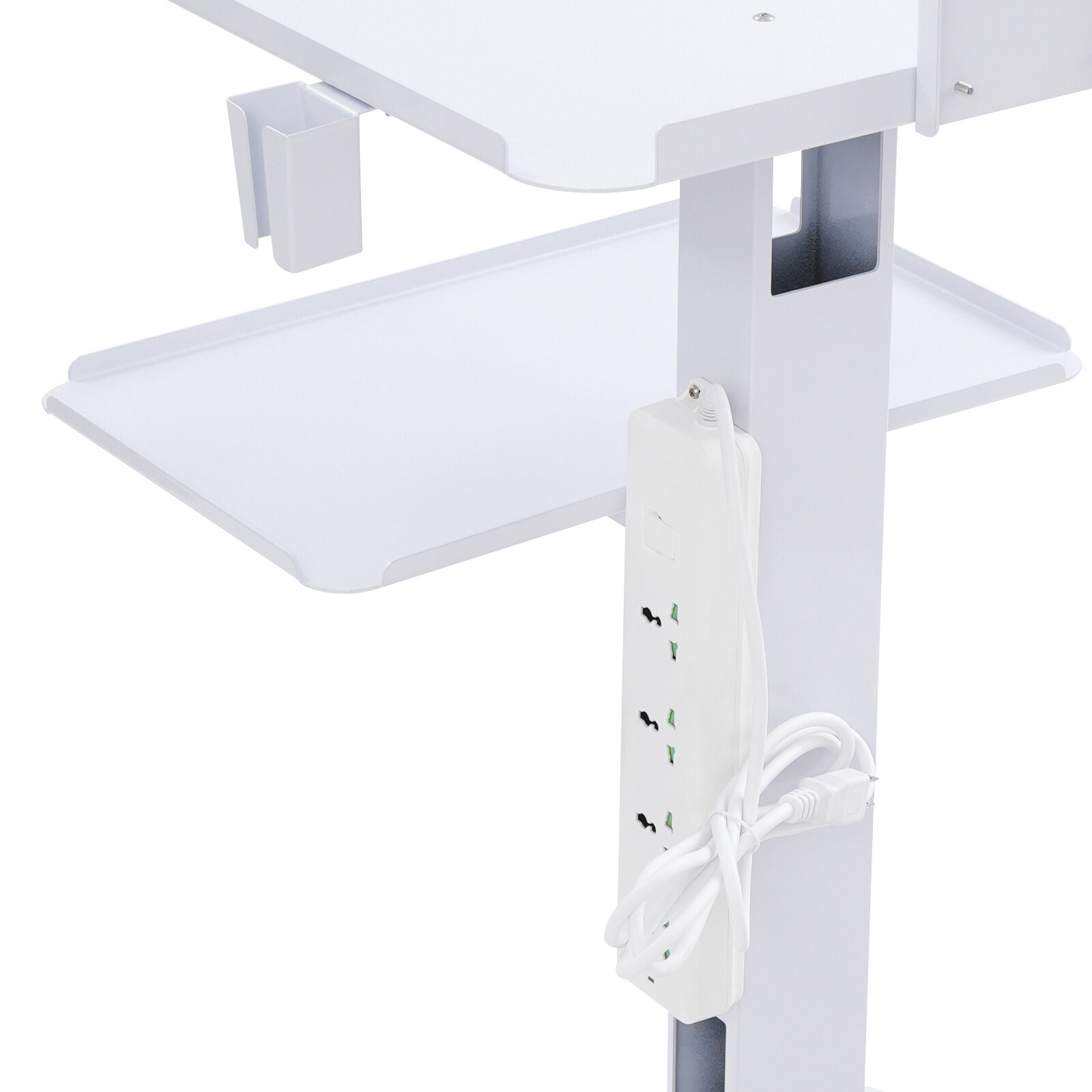 3 Tiers Height Adjustable Rolling Computer Mobile Cart Standing Workstation