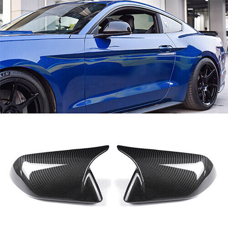 For 2015-2025 Ford Mustang Carbon Fiber M Horn Rearview Side Mirror Cover Caps
