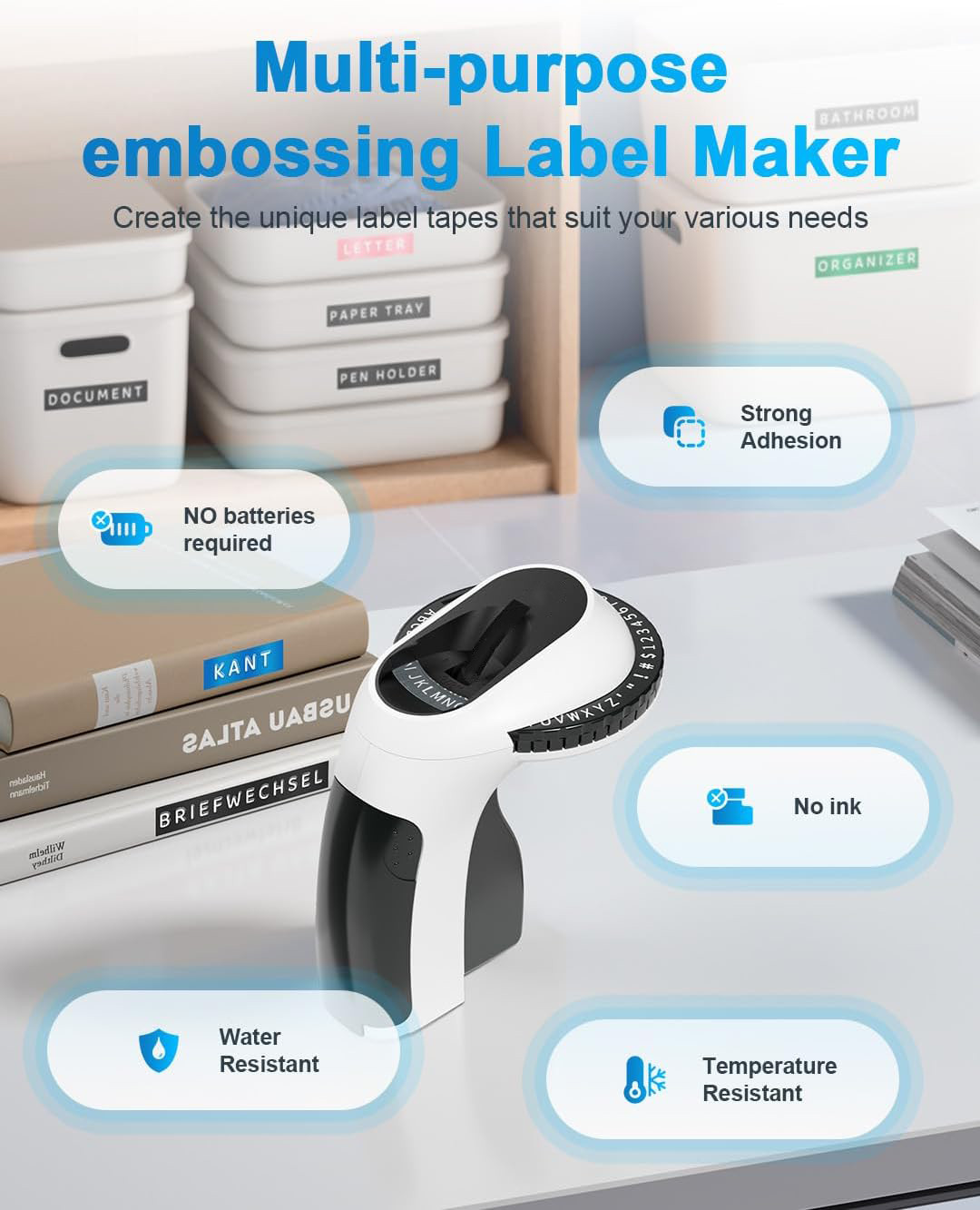 Phomemo E975 Embossing Label Maker Machine with 6 Tapes 3D Vintage Embosser DIY