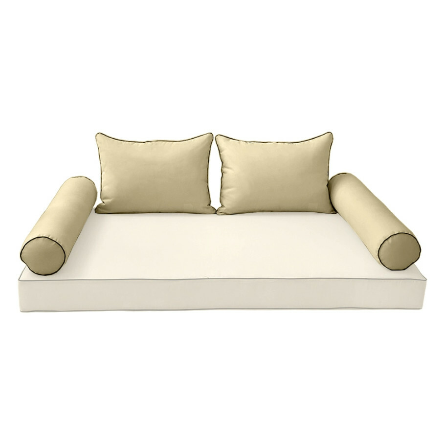 *COVER ONLY*-Style4 Outdoor Bolster Pillow Slipcover Contrast Trim Crib AD103