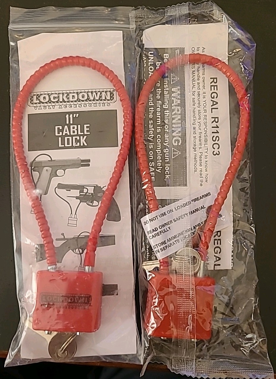 New Lockdown 11” 30mm Gun Cable Lock & 2 Keys DOJ Compliant Pistol/Rifle/handgun