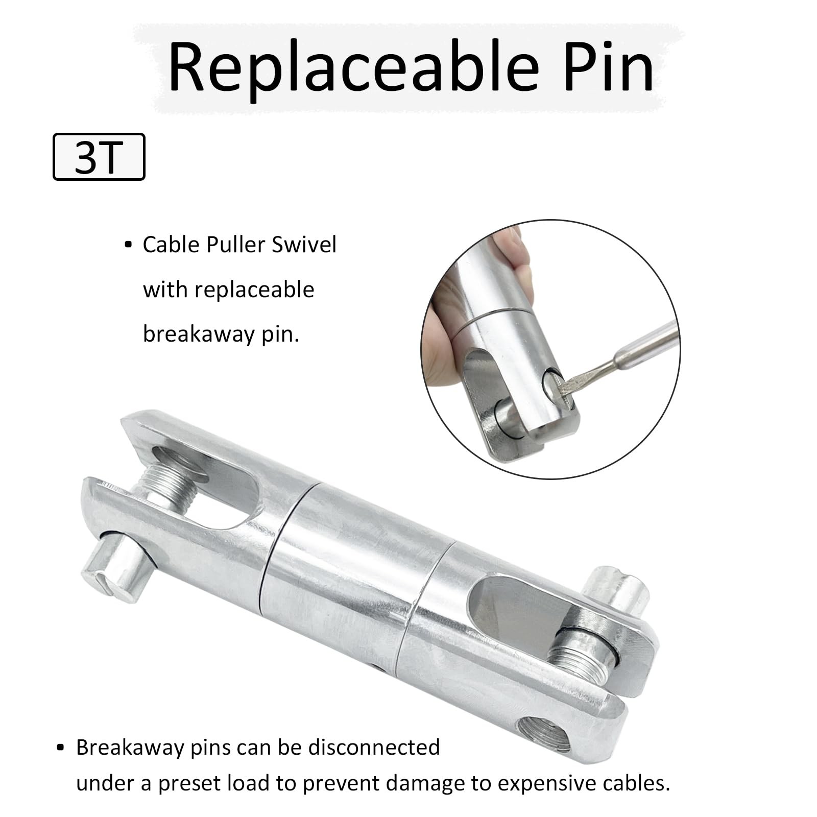 1 PC 3 Ton Cable Pulling Swivel Wire Bearing Breakaway Tool Construction