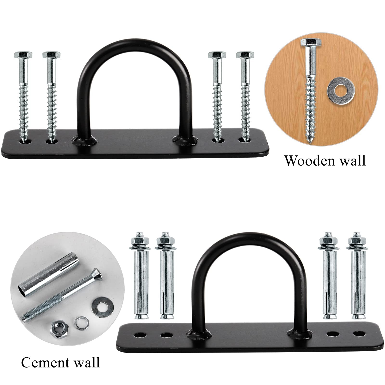 2 Pack Battle Rope Anchor, Wall Ceiling Mount Bracket for Suspension Strap, B...