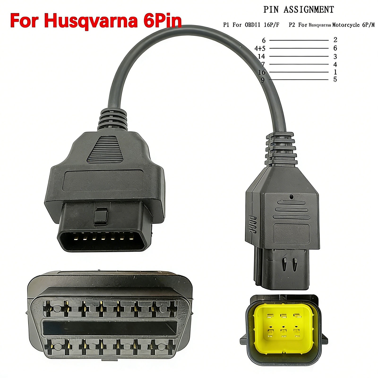 For Husqvarna 6P Motorcycle 6Pin 4Pin OBD2 Adapter Diagnostic Cable Scanner D