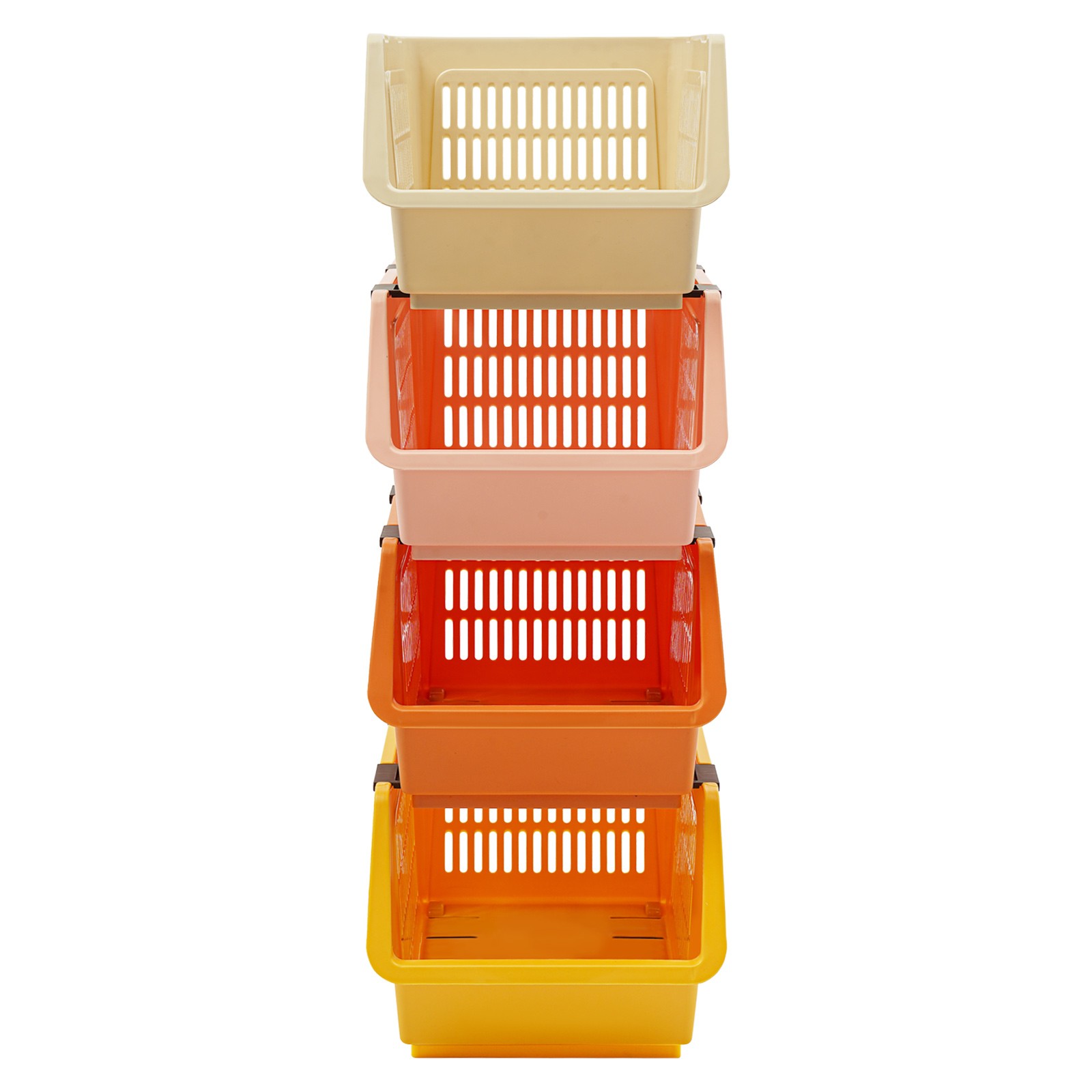 Stackable Plastic Bins - 4pc Large Plastic Organizer Box Cabinets Storage Bins