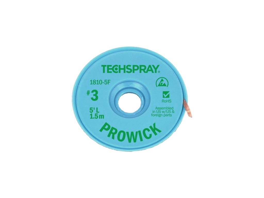 Techspray 1810-5F - Tech Spray Desolder Braid ProWick #3 Anti-Static Green 5'