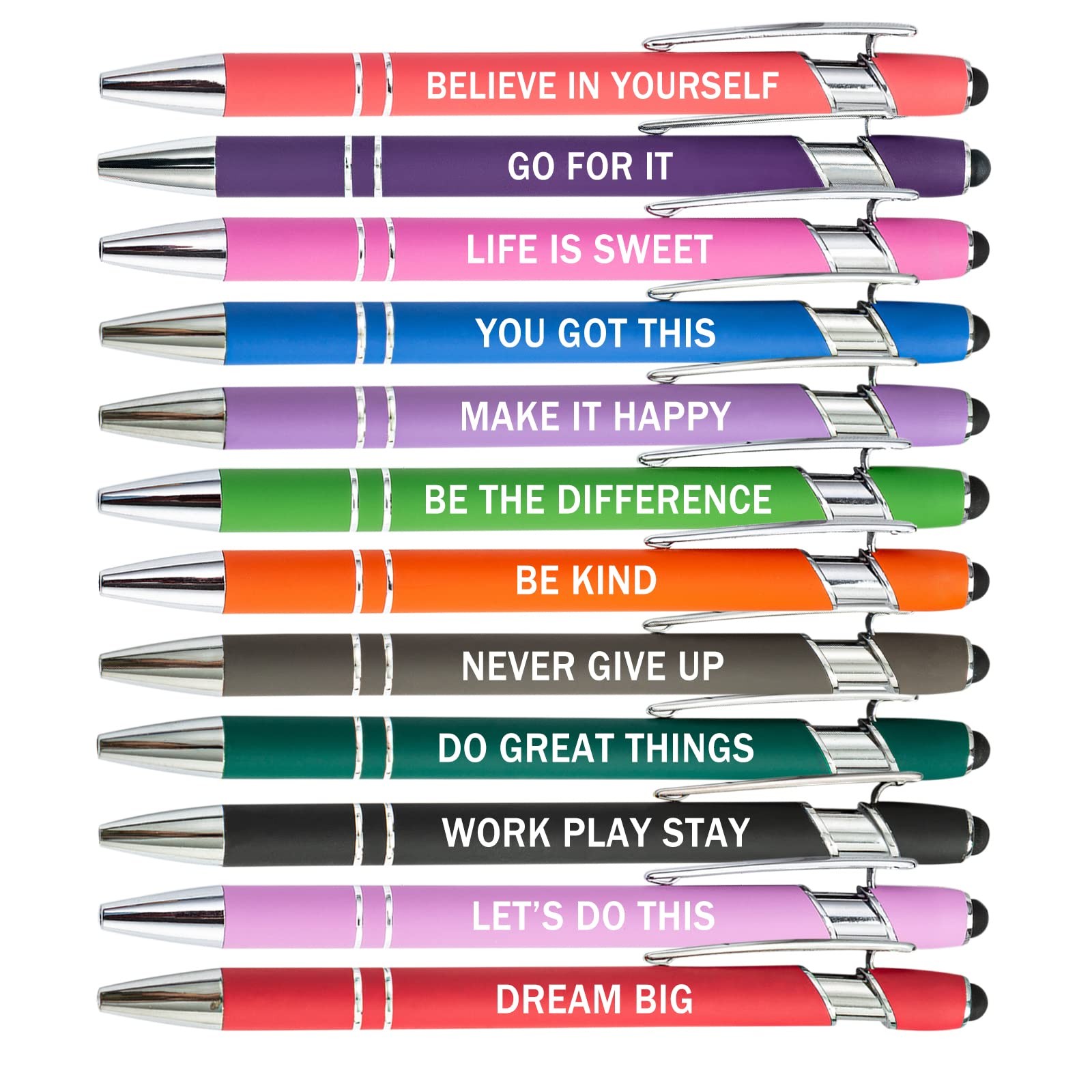 PASISIBICK 12 Pieces Motivational Inspirational Quotes Snarky Screen Touch Stylu