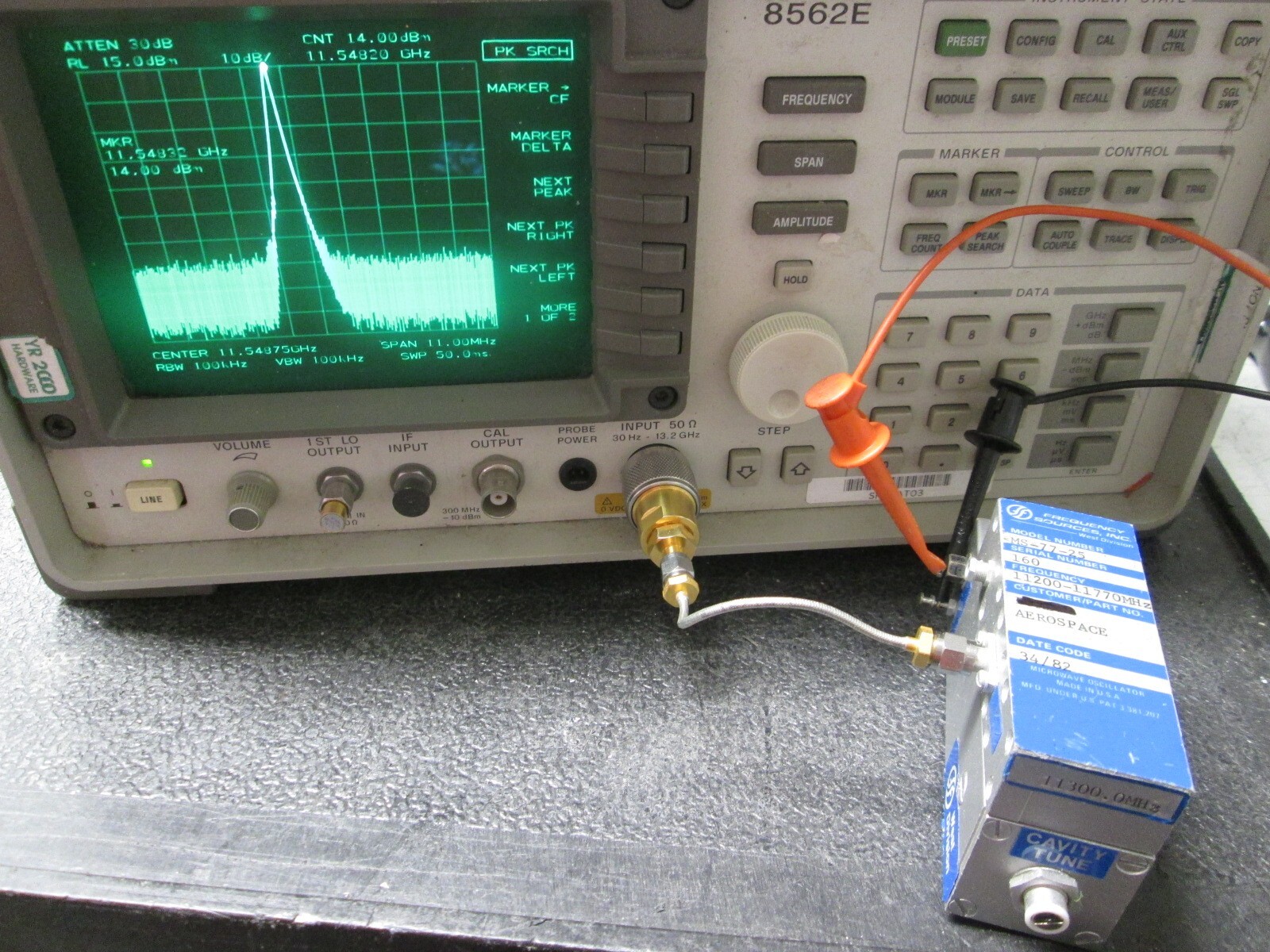X Band Source 11.2 to 11.77 GHz TESTED! Frequency Sources MS-77-25 RF Oscillator