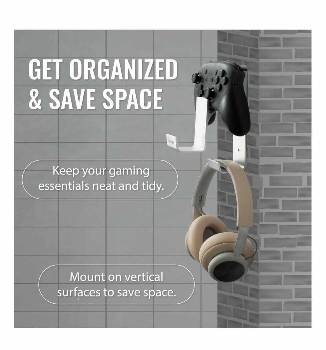3Hook Multi-Purpose Wall Mount Bracket Holder Game Controller Headphones Headset