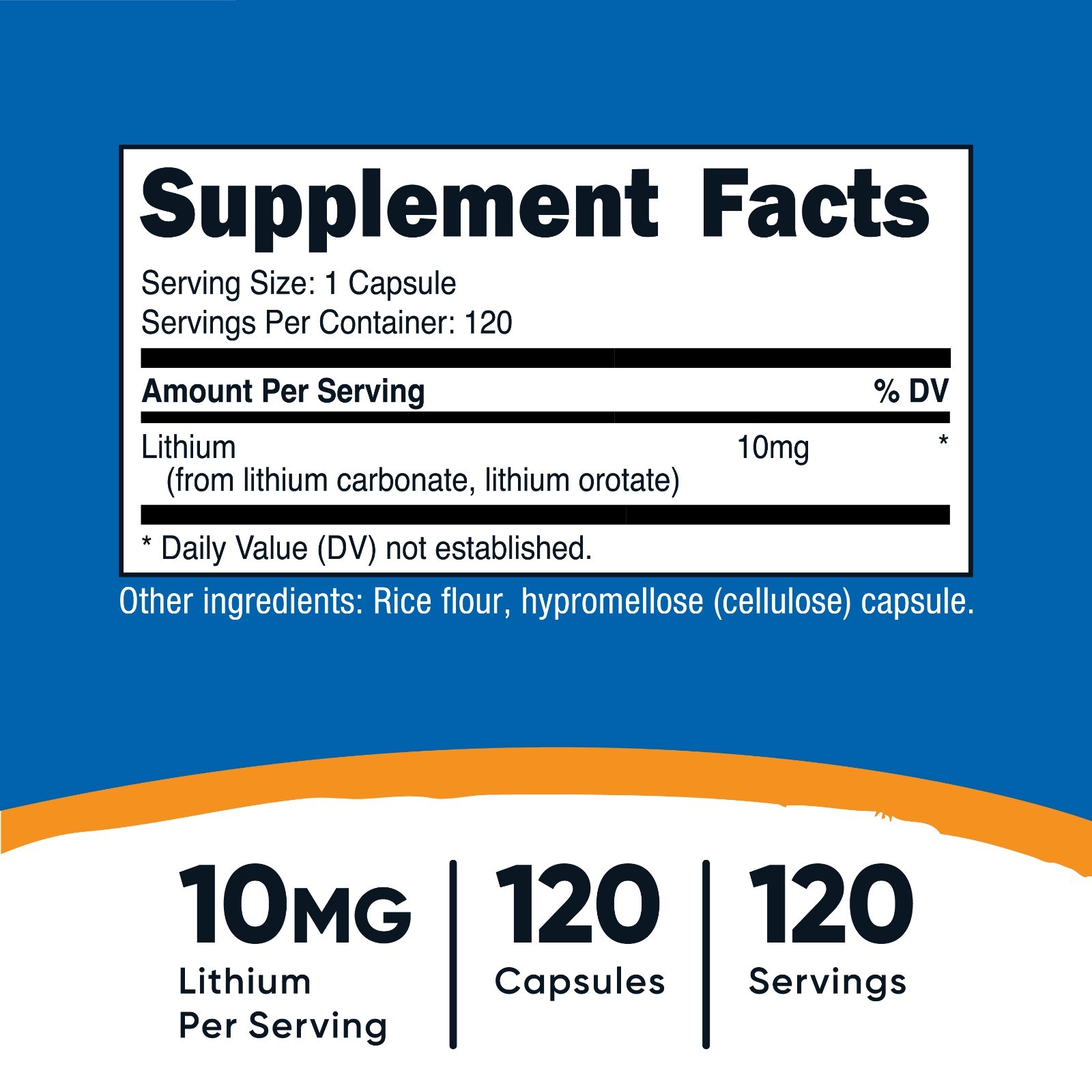 Nutricost Lithium Orotate (10mg) 120 Capsules - Vegan Lithium Supplement