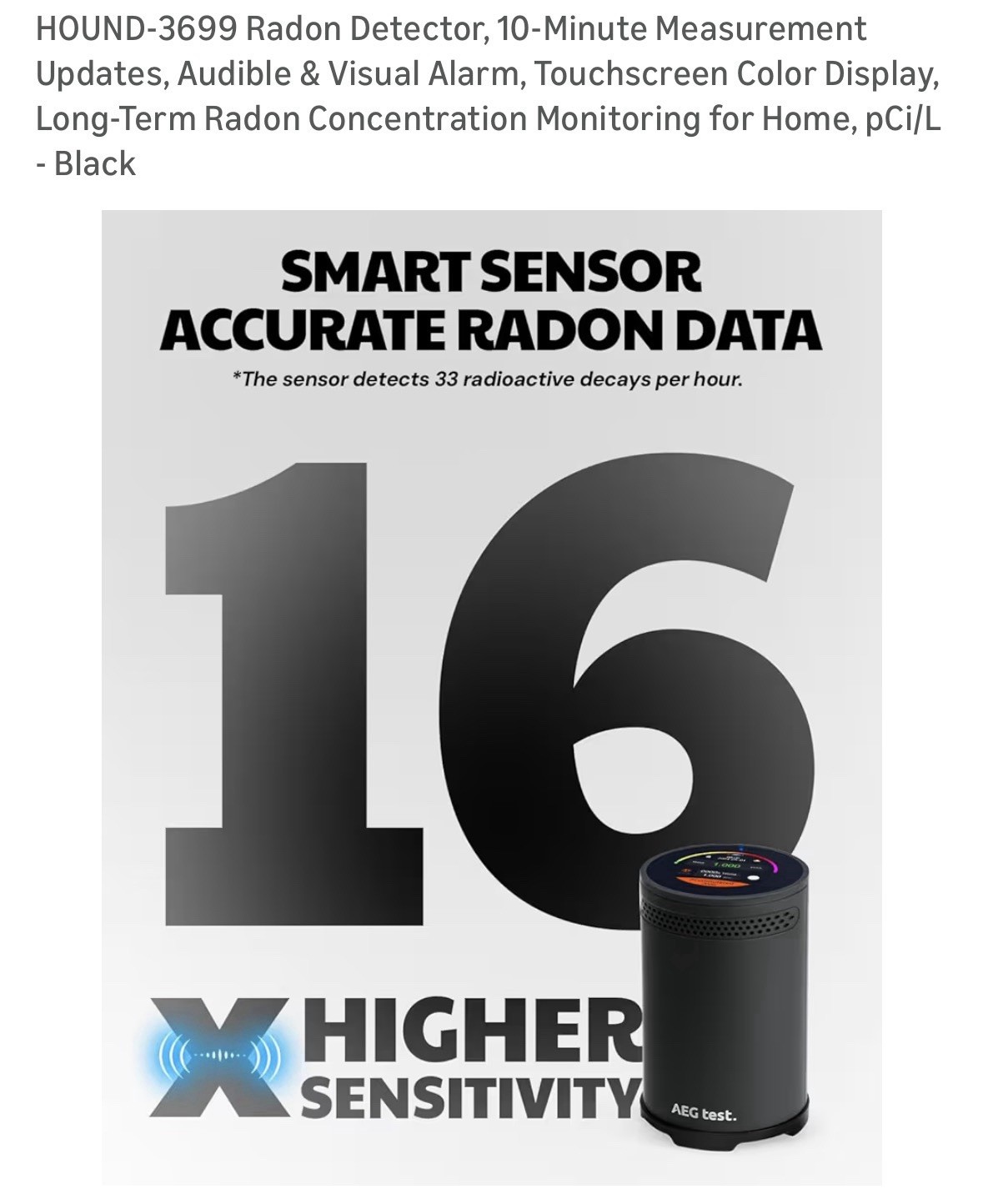 AEGTEST HOUND-3699 Radon Detector Brand New Open Box