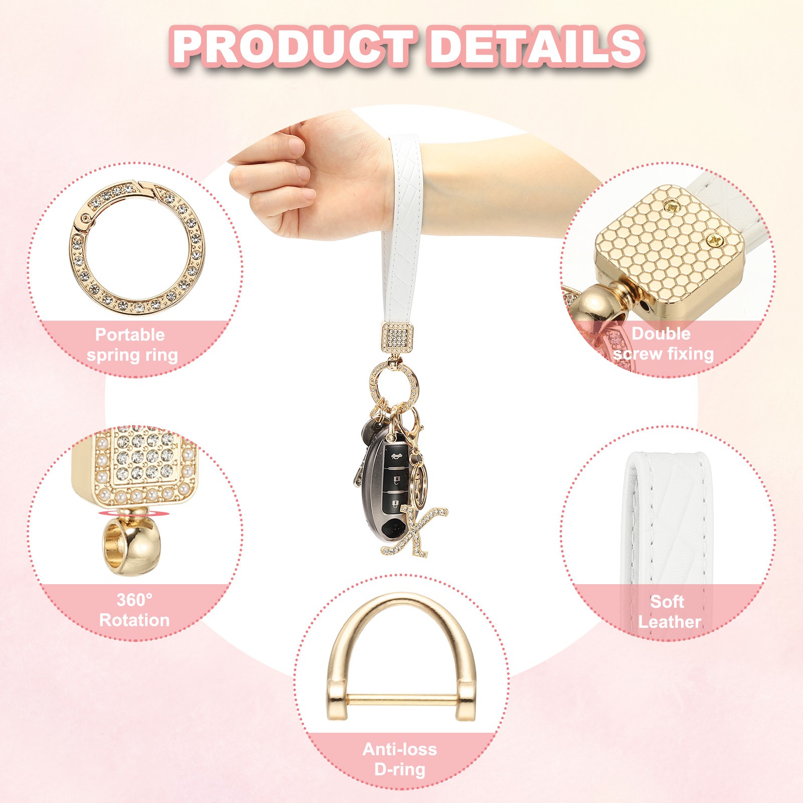 Leather Wristlet Keychain, Letter S Keychains