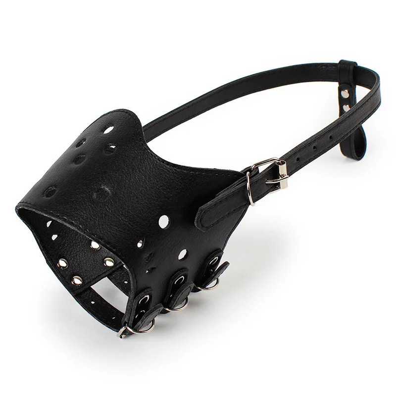 1PC Adjustable Leather Dog Muzzle Anti Bark Biting Soft Breathable Tra.