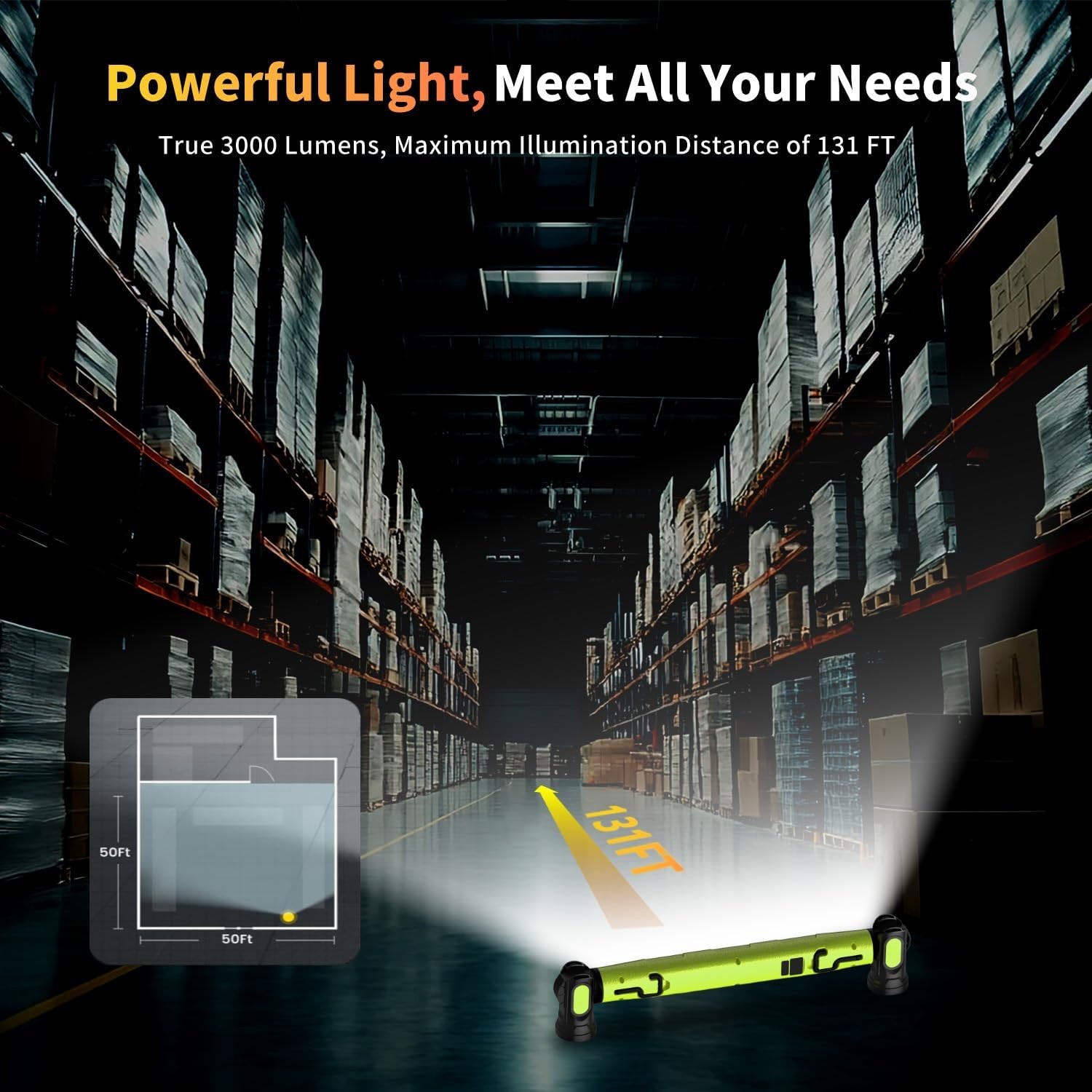 Mechanic Work Light, 3000LM Magnetic Work Light, 5200Mah Rechargeable LED Work