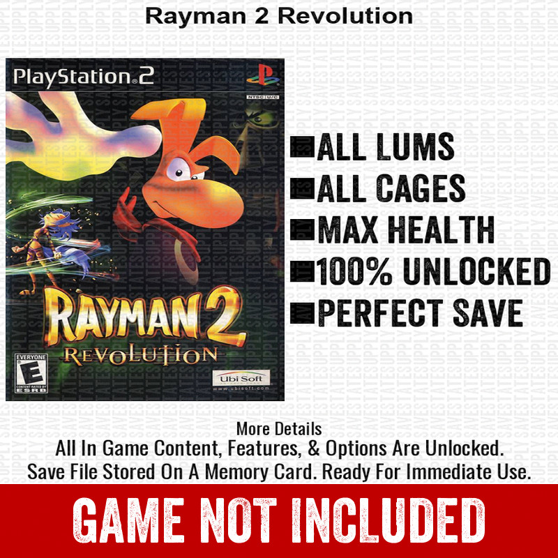 Rayman 2 Revolution 100% PS2 Memory Card All CHEATS ITEMS